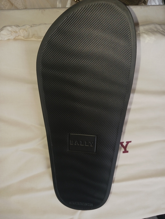 Bally Black Slides with White Logo and Red Stripe main image 4